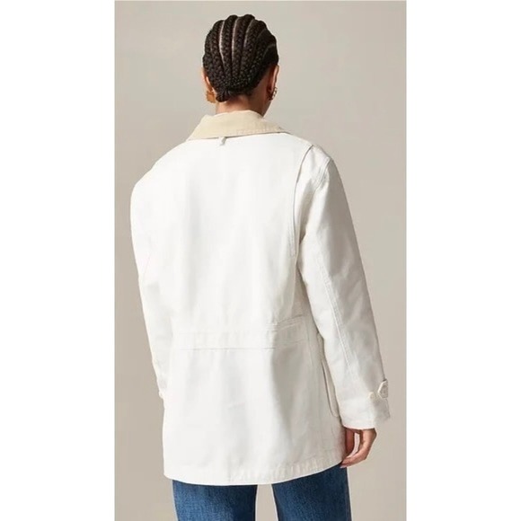 NWT!! J. CREW Barn Jacket Canvas Ivory Corduroy Collar Pockets Outdoors X-Large - Picture 9 of 16